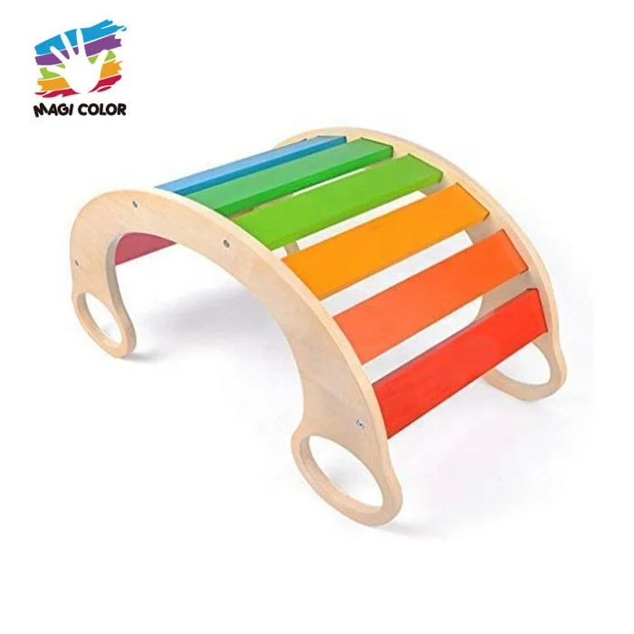 
2019 Newly released colorful rainbow balance board wooden rocker board for kids W08G263  (62117275276)