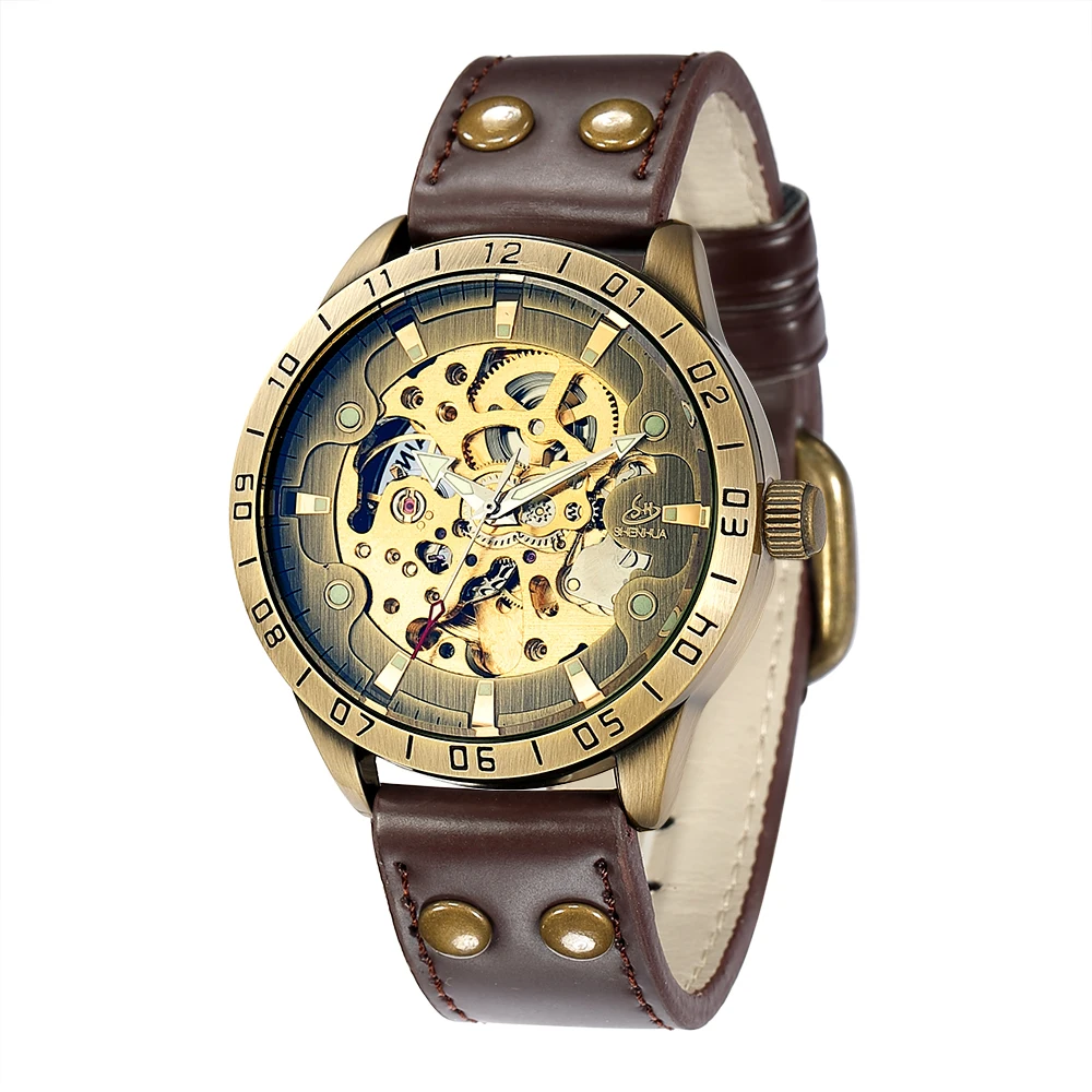 

SHENHUA 9383 Men's Fashion&Casual Leather Band Automatic Mechanical Watch