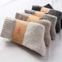 

Winter Comfortable Soft Custom Thick Warm Mens Women Sheep Wool Socks Thermal Thick Knitting Socks LOGO Calcetines