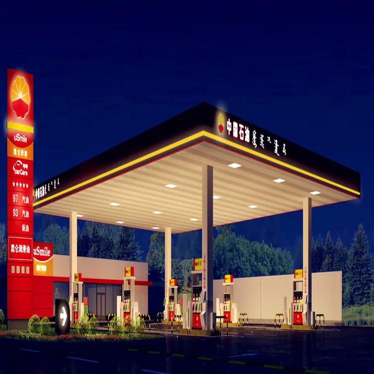 Modern Design Prefabricated Light Steel Structure Petrol Station - Buy ...