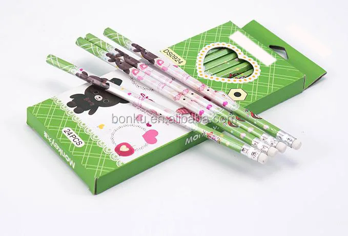 cartoon printing gift school children drawing wooden pencil in paper box pack set.JPG