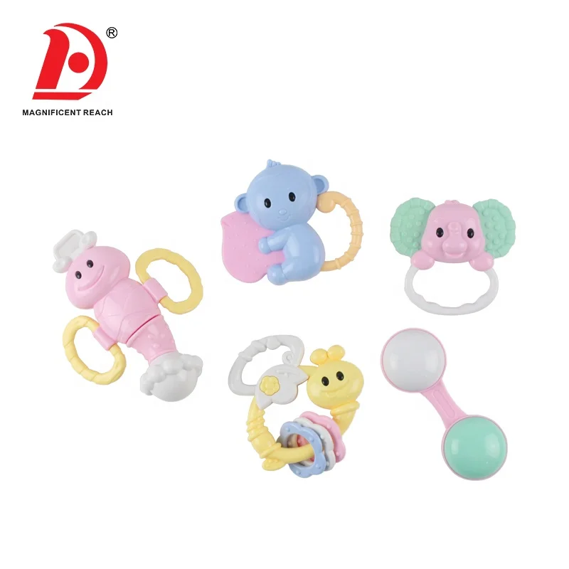 
HUADA 2019 5PCS Different Design Cartoon Bed Hand Bell Rattle Toys Set for Baby Entertainment 