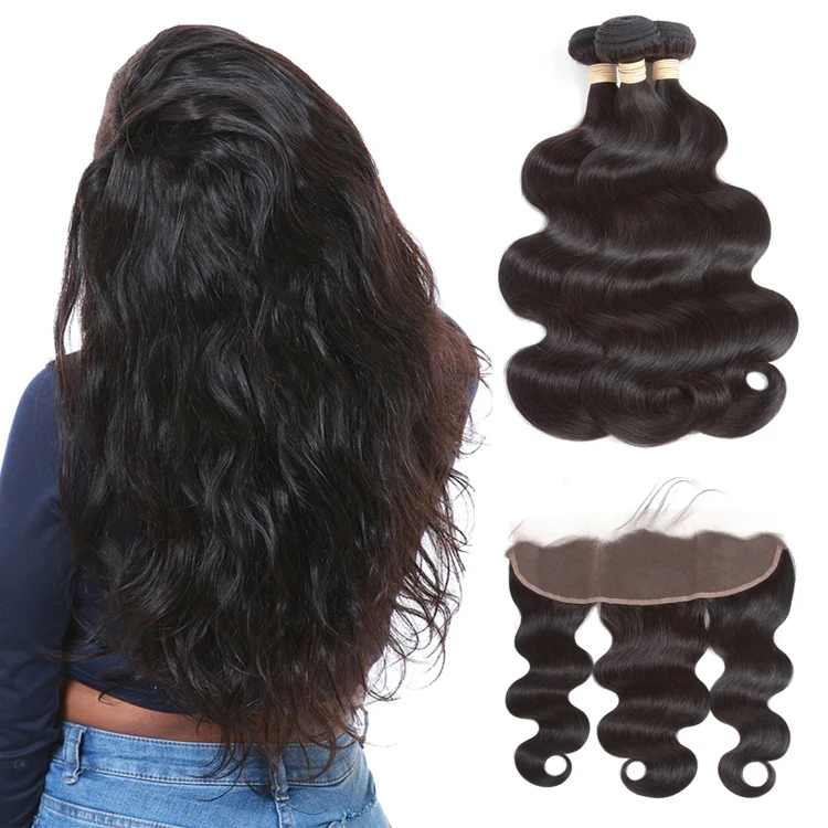 

Free Shipping Non Virgin Remy Wavy Hair Indian 3 Bundles with Frontal , Aliexpress Online Shopping India Hair from India