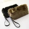 2017 Winter Ladies Mini Evening Bag Coin Purse Faux Fur Clutch Bag