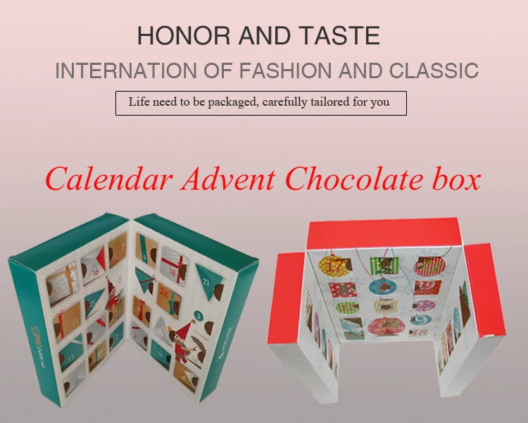 2019 Christmas advent calendar cardboard box for chocolate and candy