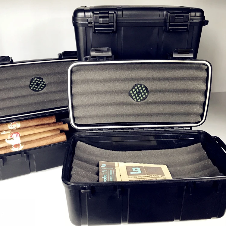 Source Wholesale OEM cigar storage box humidor of plastic material ABS  custom logo waterproof luxury portable cigar travel case on m.