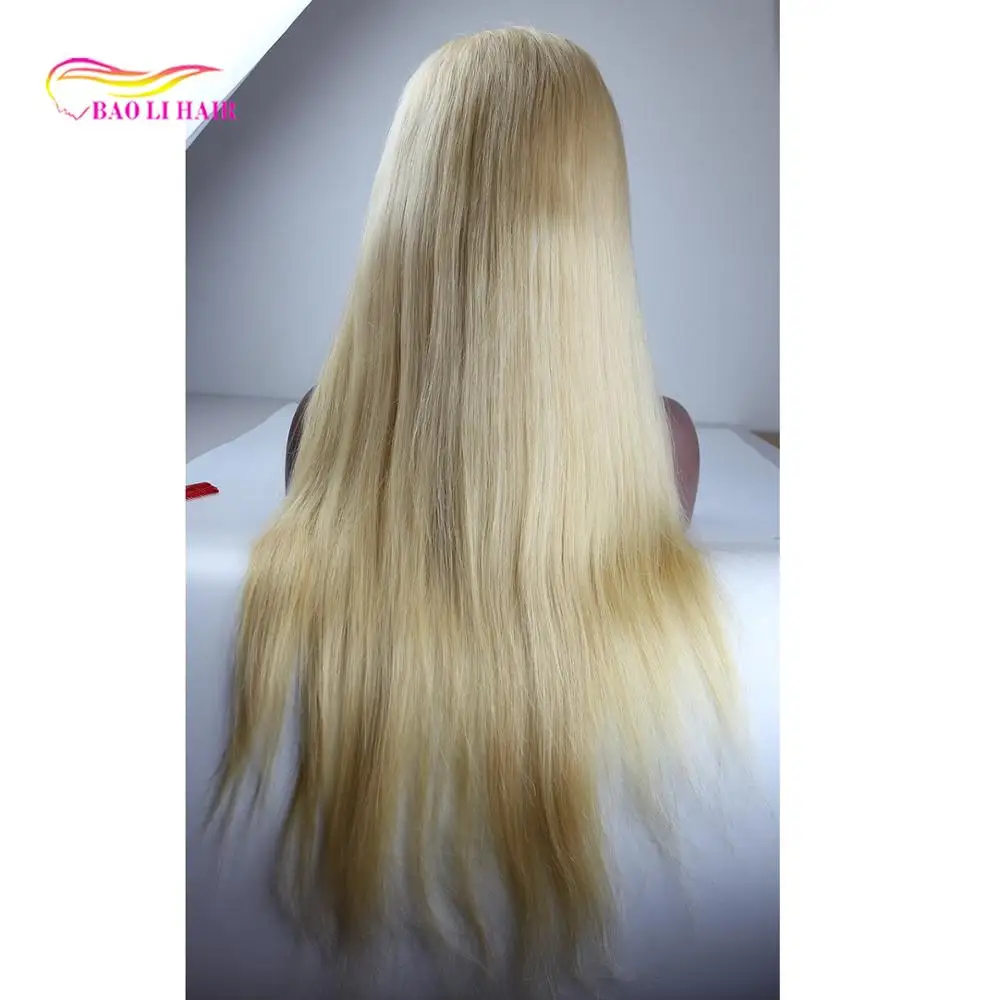 

France blonde straight full lace wig with baby hair for white women