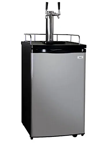 Kegco K199SS-2P Kegerator Two Keg Beer Cooler - Premium Double Faucet D System Kit - Stainless Door