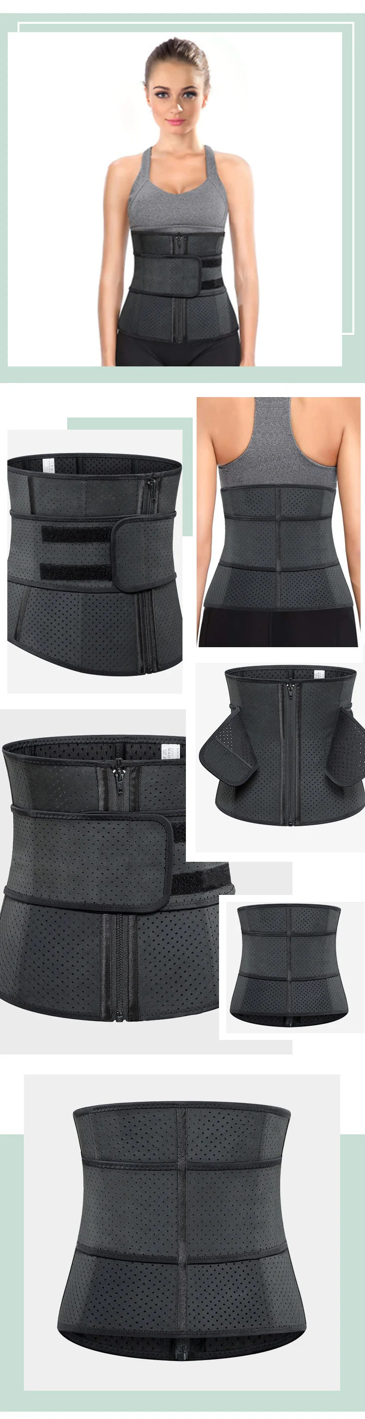 Breathable Abdominal Waist Belt Double Compression Zipper 100 Latex