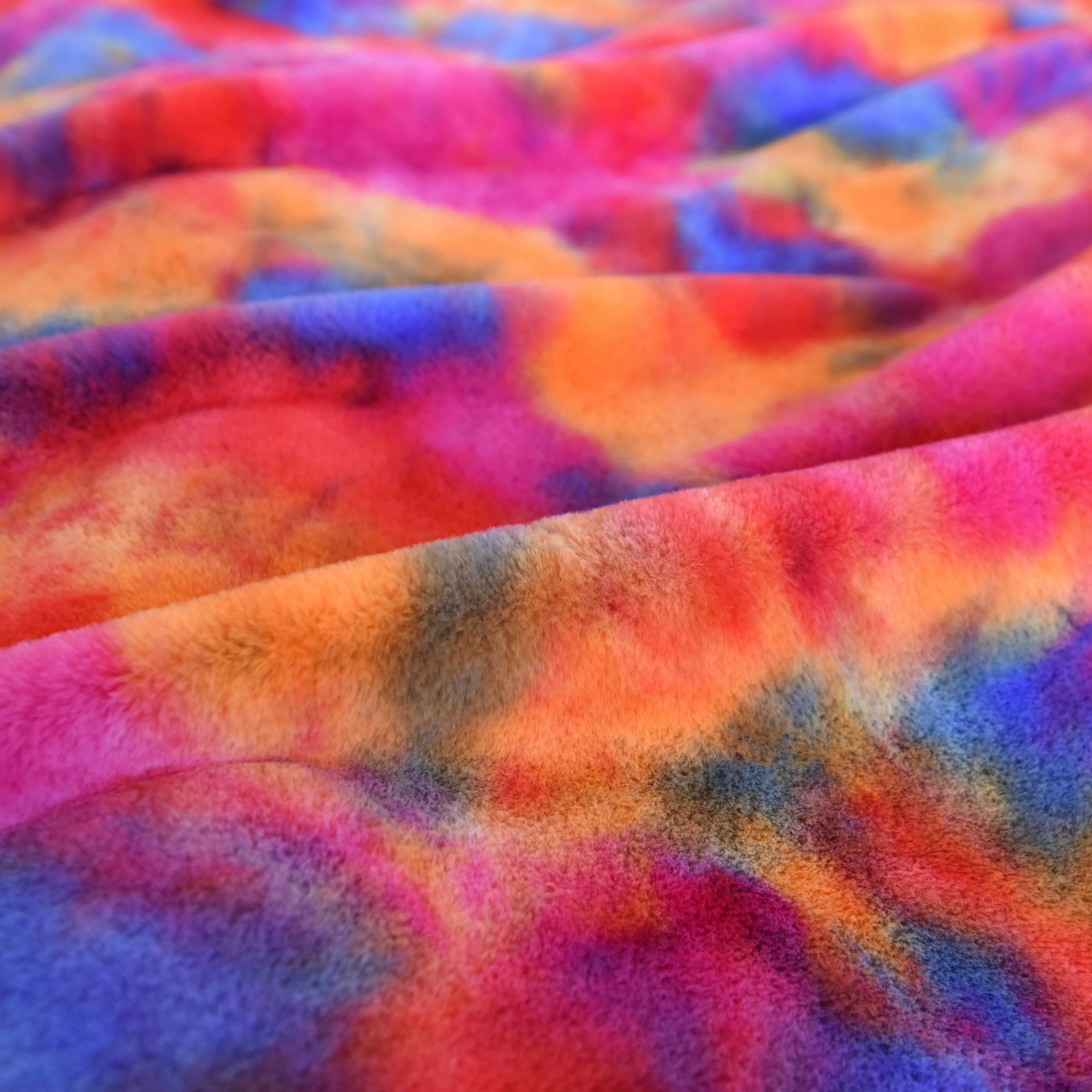Tie Dye Velvet Fabric,Rainbow Pv Velvet,Multi Color Velvet Fabric,Tie