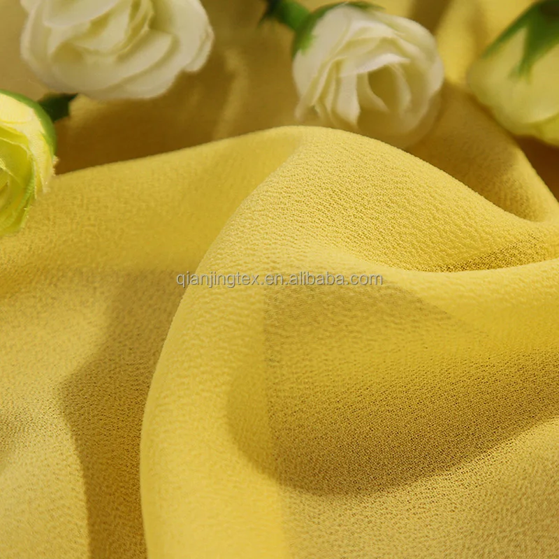 
Factory cheap price solid dyed high twisted polyester pearl chiffon fabric for long dress 