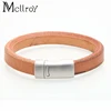 Mcllroy Wholesale bracelet for men Genuine Leather Plain Leather & stainless steel button Bracelets custom bracelet