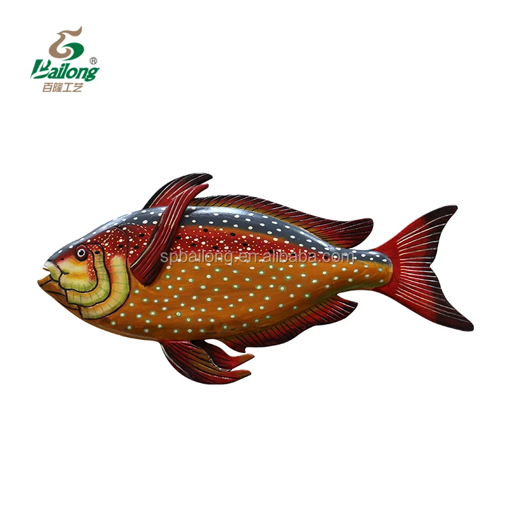 Wood Craft Wood Carving Antique Fish For Wall Decor Home Decor