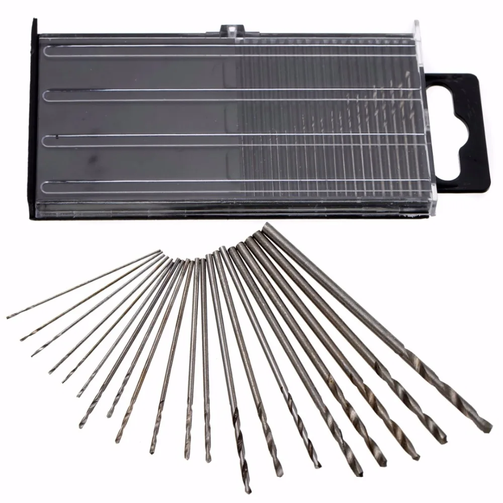20Pcs HSS Mini Micro Twist Precision Drill Bit Set 0.3mm-1.6mm Craft Outil Étui
