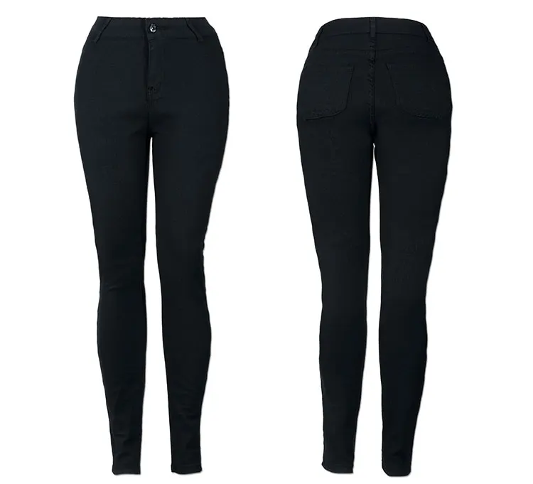 

High Waist Jeans Femme Black Pants L512, As shown