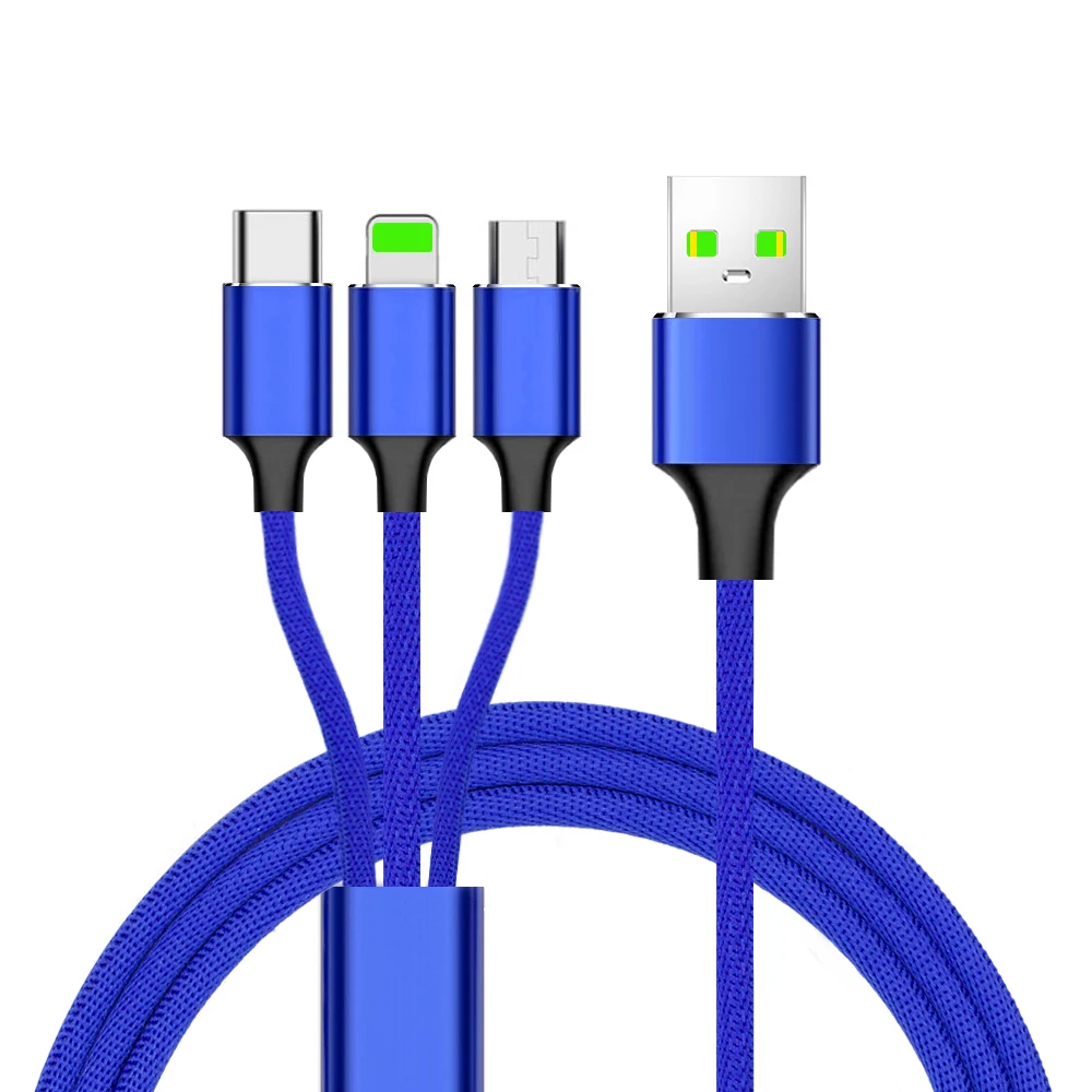 

Sindvor New Brand 1.2meter 3 in 1 Nylon Phone Charger Multi Charging Cable Cheap for Android for iphone for type C, Black;red;blue;gray;brown