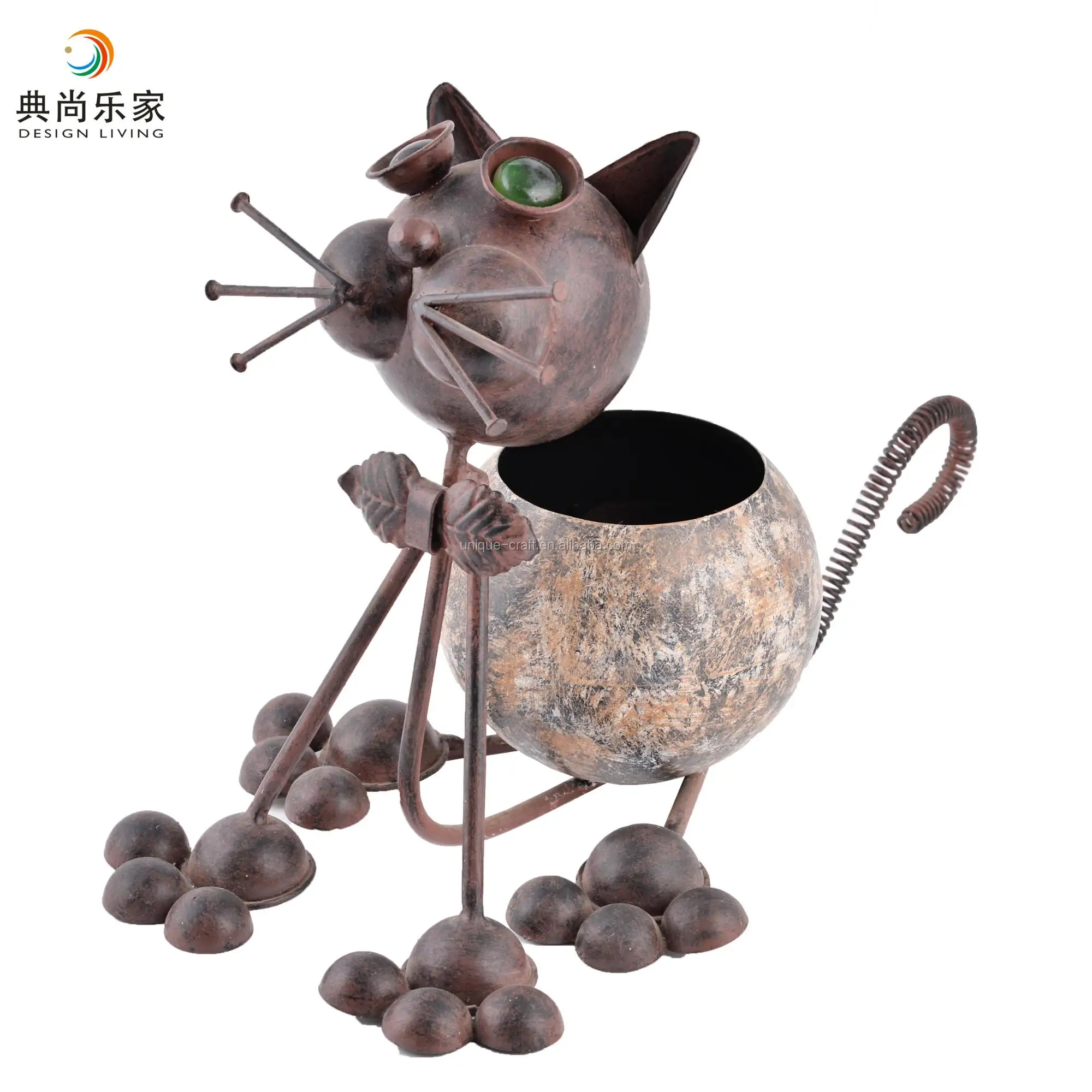 Cat Shape Antique Metal Decorative Plant Pot Balcony Flower Animal Pot