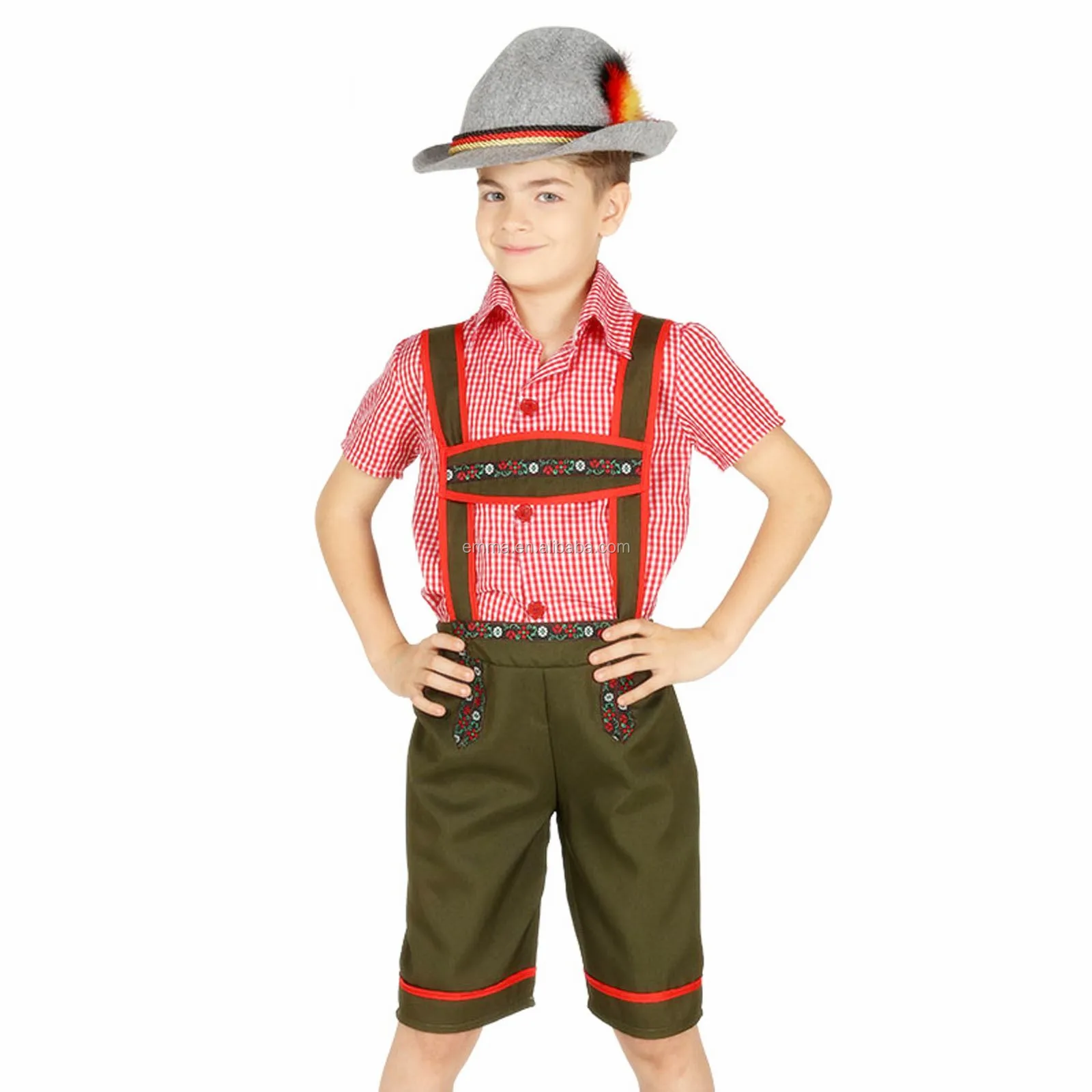 UK German Bavarian Beer Boy's Costume Oktoberfest Lederhosen Kids Fancy Dress 