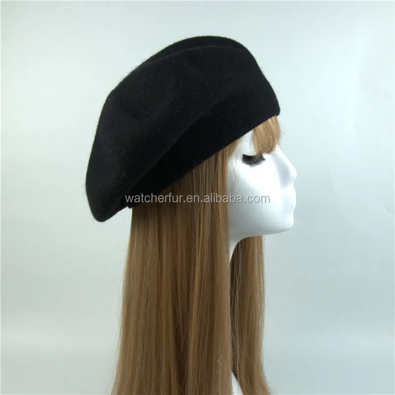 ladies black knitted beret