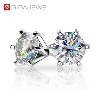 

GIGAJEWE Silver Plated 18K Earrings Round Cut Silver Screw 2.0ct Carats DEF White Color Moissanite Earrings VVS1 Excellent Cut