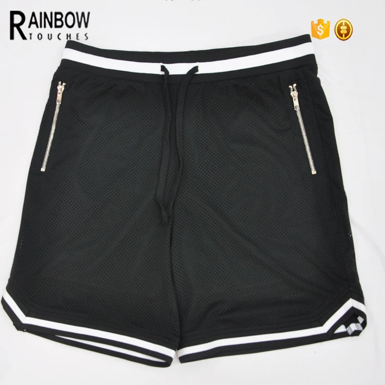 

Wholesale Men Mesh Zipper Pocket Track Shorts, Black