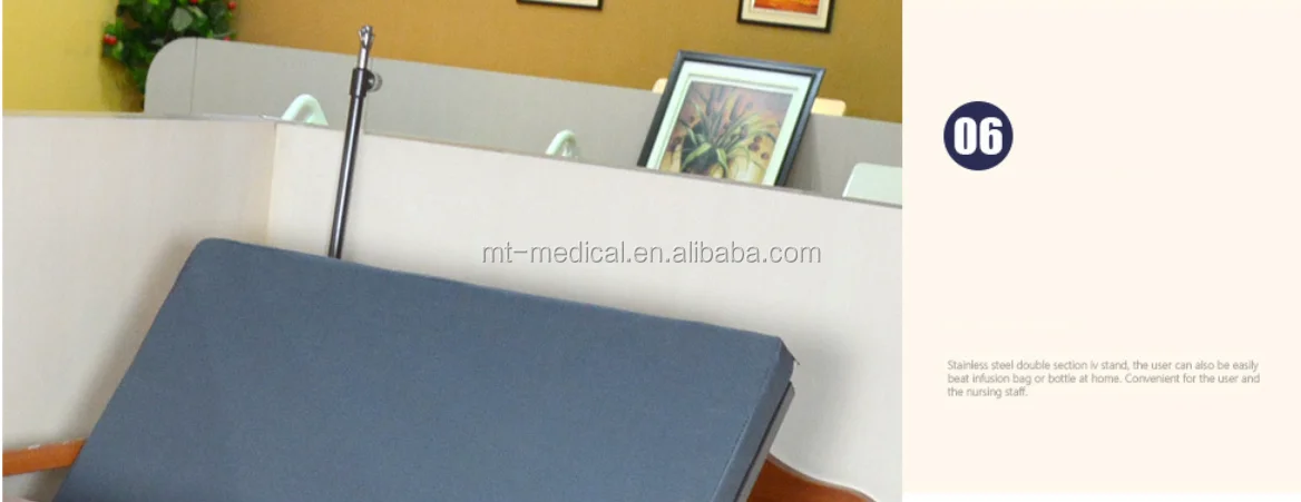 Factory produced luxury home care bed for hospital and personal family use with manual crank