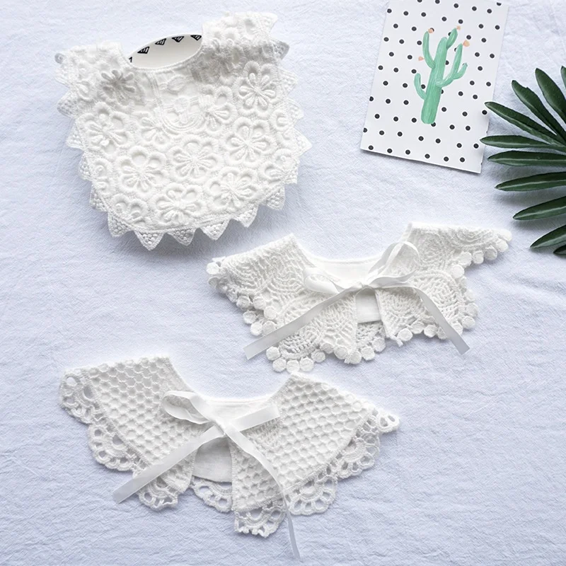100% Organic Cotton Lace Collar Drooling and Teething Dribble Burp Cloths Bibs for Toddler