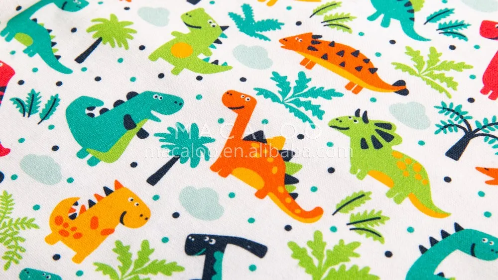 Dinosaur cartoon custom printed 100% cotton canvas fabric