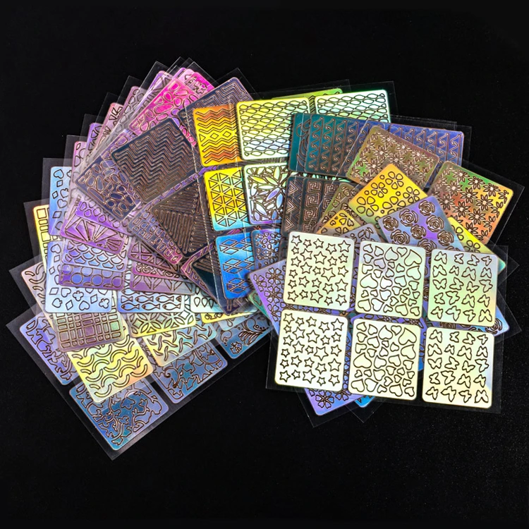 

24PCS/set hollow finger nail printing nail polish vinyl wraps custom kids gel nail wraps