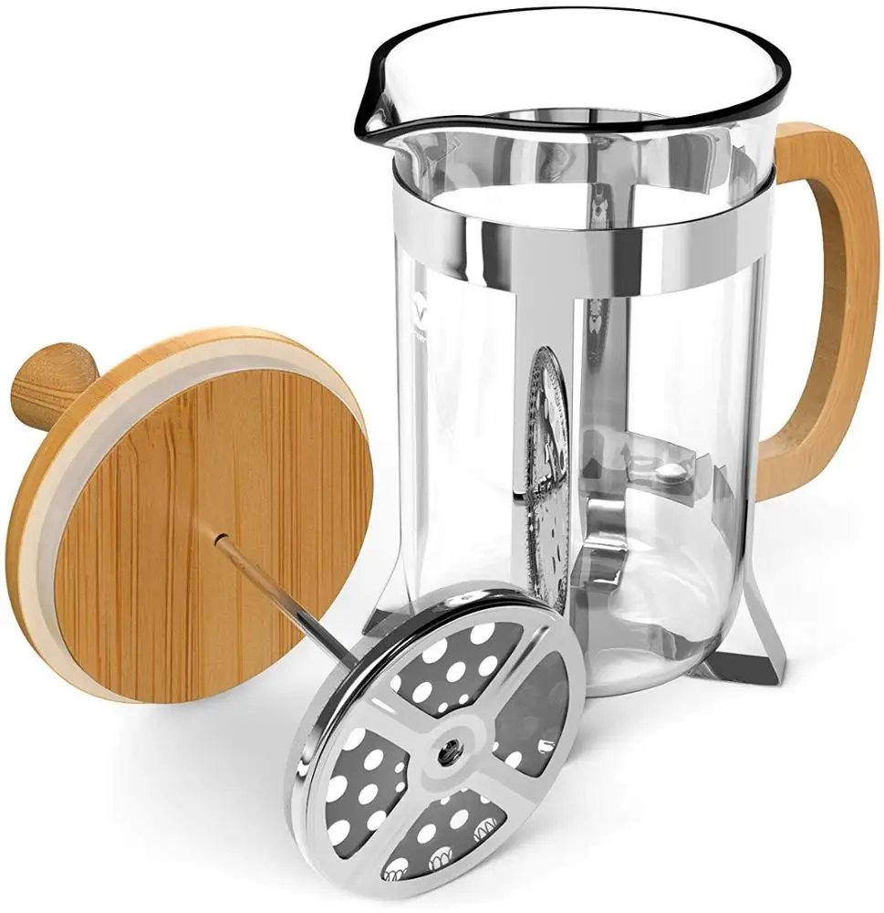 

High Quality Commercial Drip Stainless Espresso Press Coffee Maker Heat Resistant French Press 350 ml Glass, Transparent