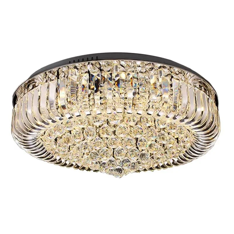 Modern Gold Circle Crystal Ceiling Light For Hotel Lobby Bedroom