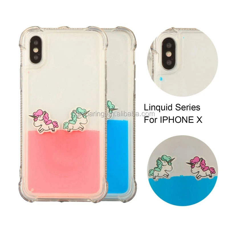 Unicorn liquid shockproof case cover for iPhone X