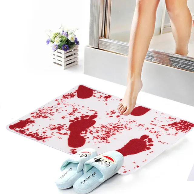 Halloween Scary Horror Novelty Blood Footprint Bath Tub Toilet Rug