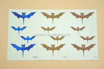 Vh 20 Unique Bat Designs Tattoos Gold Blue Temporary Sticker Vh 20 Unique Bat Designs Tattoos Gold Blue Temporary Sticker Metallic
