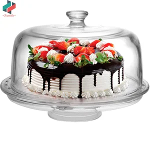 Image of ZNK00015 Multifunctional 6 in 1 Clear Acrylic Round Cake Stand with Dome Lid Cover for Party