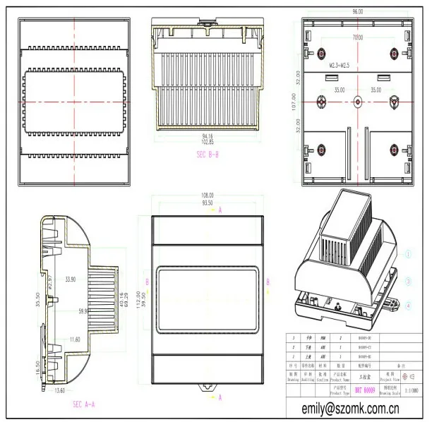 Szomk Ip 54 V0 Cổng An Toàn Công Nghiệp Cổng Gắn Thanh Ray Din Vỏ Nhựa