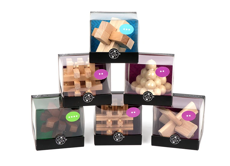 Hot seller Intelligence 3D brain teaser wooden puzzle IQ puzzle 3D puzzle