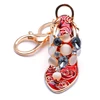 Fashion high heel shoe rhinestone keychain, mini crystal sneaker keychain keyring, soccer cleats running shoe pendant Key chain