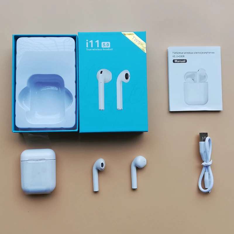 

New design touch wireless function TWS I11 wilress earphone bluetooths i115.0 earphone for iphone, White