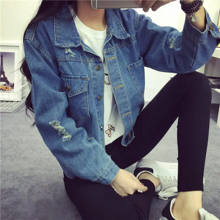 

Wholesale high quality Korean women' Cowboy coat, Deep blue