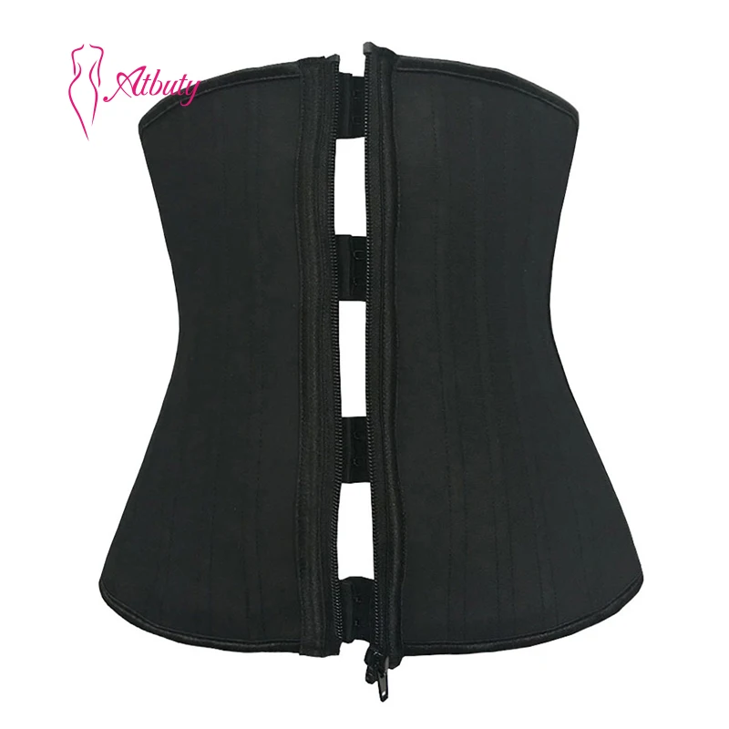 

25 Steel Bone Waist Trainer Zipper Women Latex Corset, Black women corset