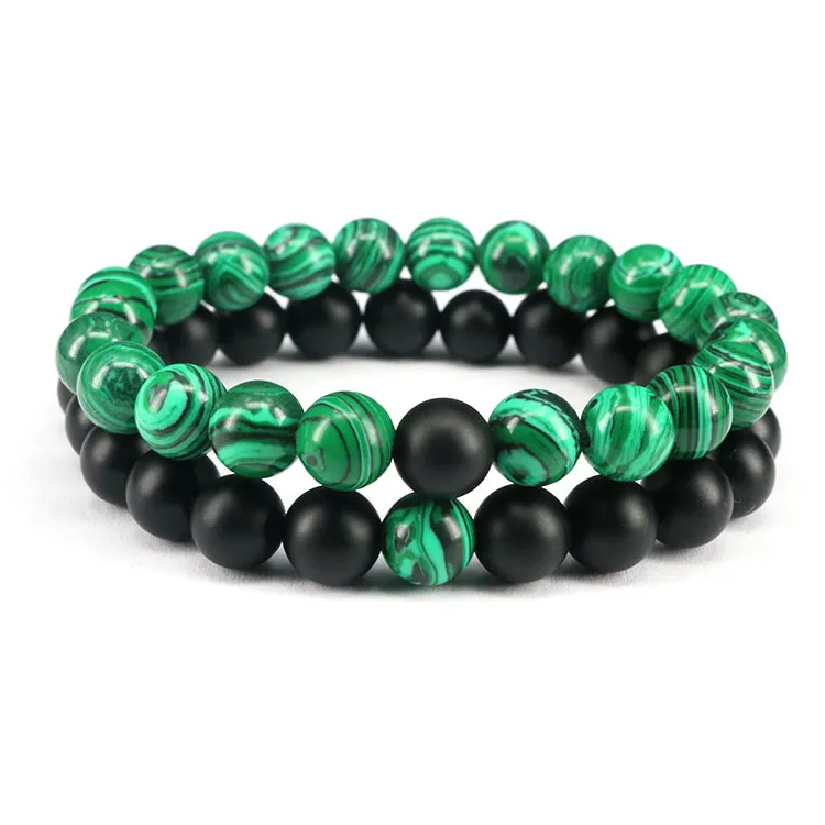 

BN5058 Black and Green Matching Pair Long Distance Friendship Bracelets
