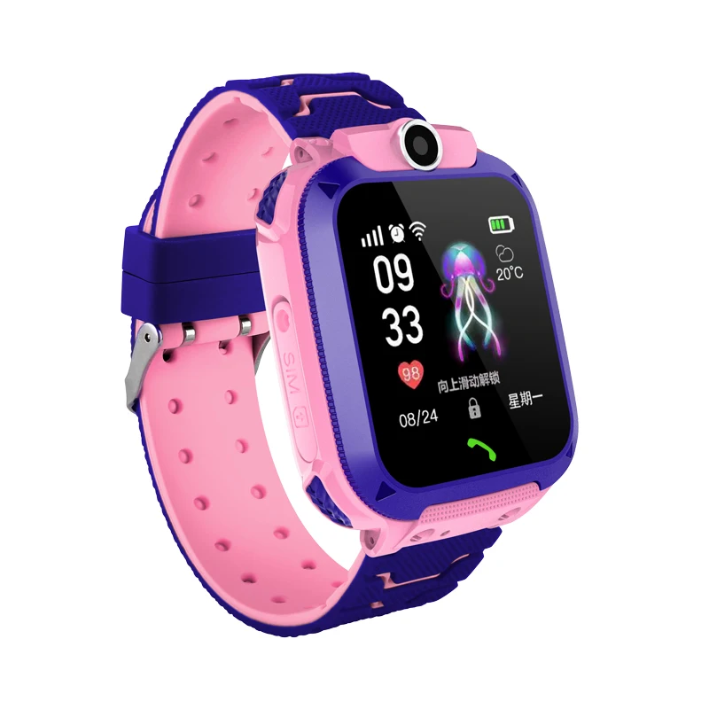 

Q12 waterproof Smart watch for kid smartwatches LBS SOS Antil lost Location Finder Trader Children phone watch, Pink blue