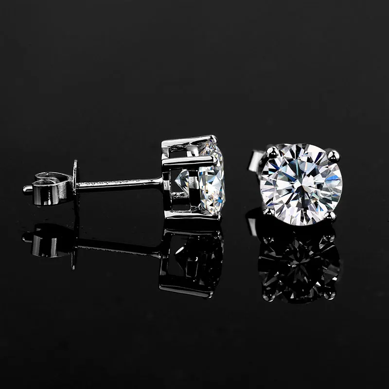 Fashion 4 Claws 1ct 14 Carat Solid Gold Stud Moissanite Earrings