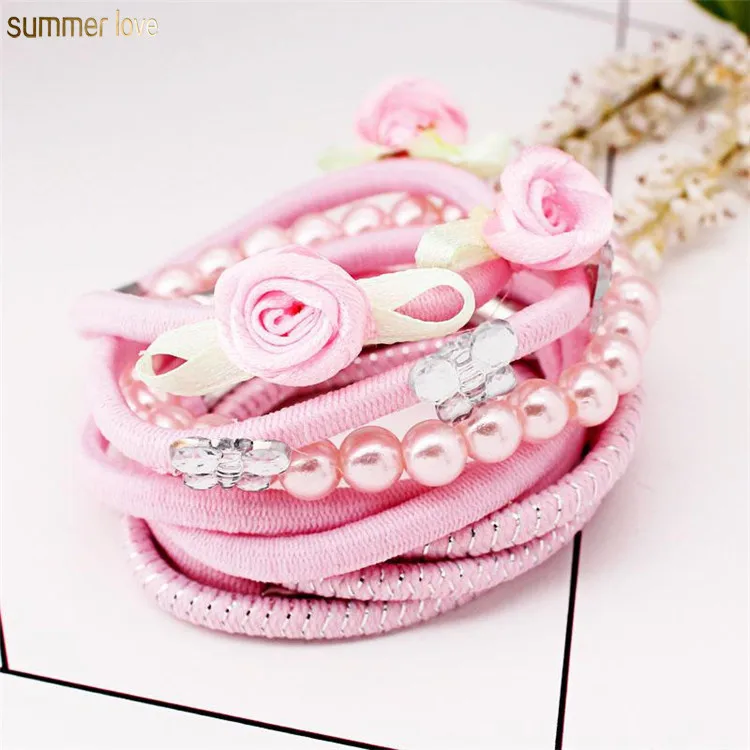 

9Pcs Set High Elastic Hair Ties Acrylic Pearl Cute Butterfly Stretch Hair Bands For Kids Women Girls Hairs Ropes Accessories, Colorful