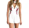 cz39347a Latest design good quality rose embroidered sexy v-neck halter jumpsuit