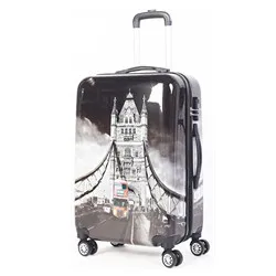 Luxury black pu leather vintage suitcase handmade trolley travel luggage bags