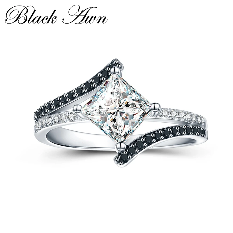 

[BLACK AWN] Wedding Rings for Women 925 Sterling Silver Fine Jewelry Trendy Engagement Ring Bague C015