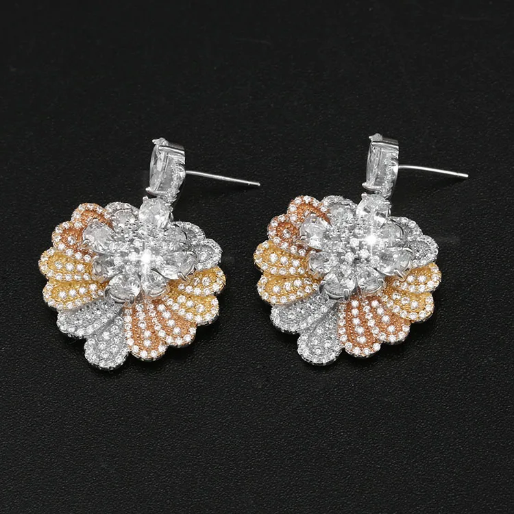 Factory Earrings Findings Blossom Diamonds Unique Jewelry Wholesale