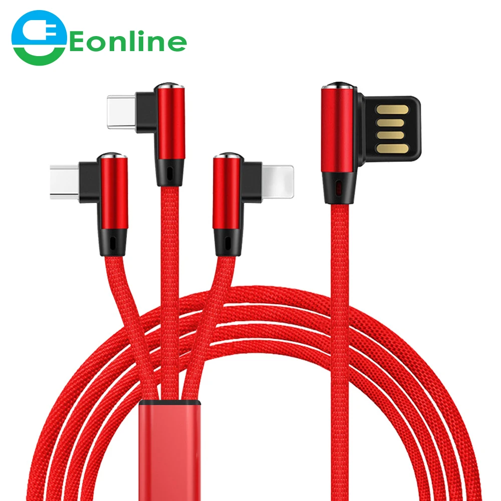 3 in 1 USB Cable Micro USB 8Pin Type C Cable For  X 8  USB Charger Cord For Samsung S9 Xiaomi Mi8 all in 1 charging cable